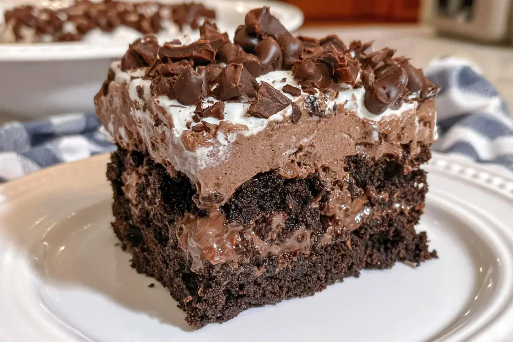 Chocolate cake with pudding filling
