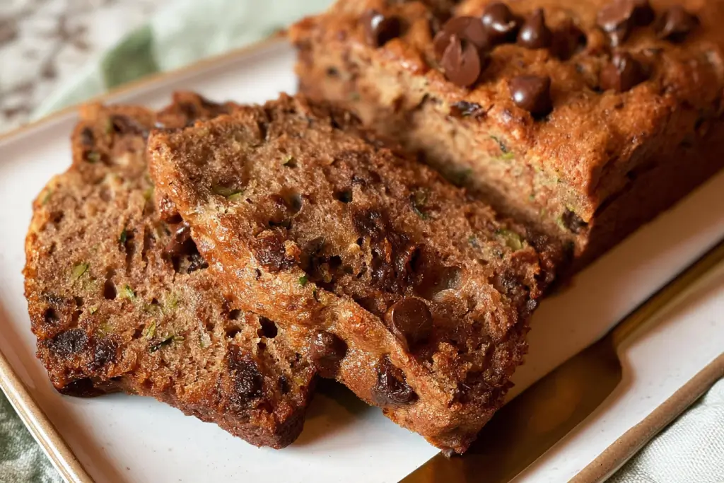 Chocolate chip zucchini cake with moist chocolate chips