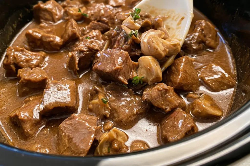 Slow cooker beef tips recipe
