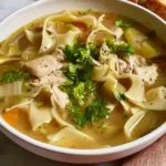 Campbell’s Classic Chicken Noodle Soup with chicken, noodles, carrots, and celery