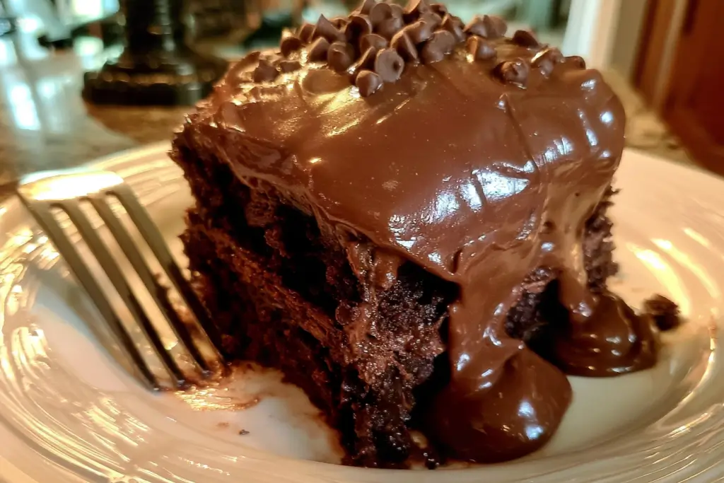 Midnight fudge cake with rich chocolate cake and ganache