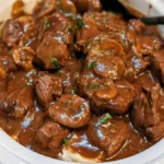 Crock Pot Beef Tips and Gravy with tender slow-cooked beef
