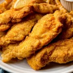 Crispy cornmeal fish batter coating fried fish