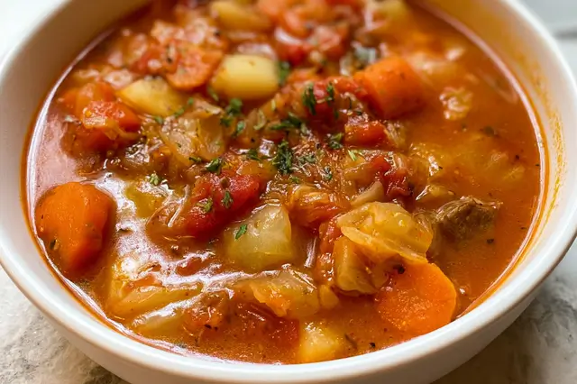 Instapot detox cabbage soup with carrots, tomatoes, and celery