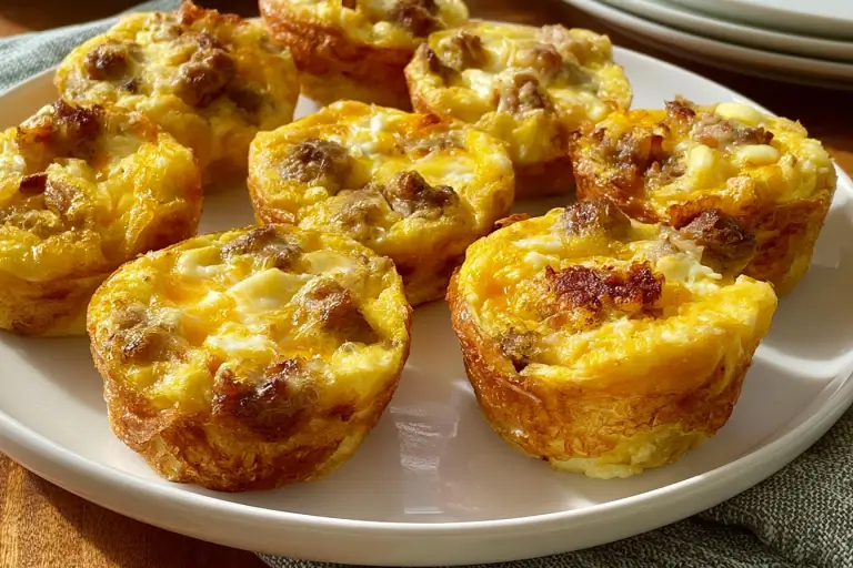 Sausage egg cheese muffins with savory sausage and melted cheese