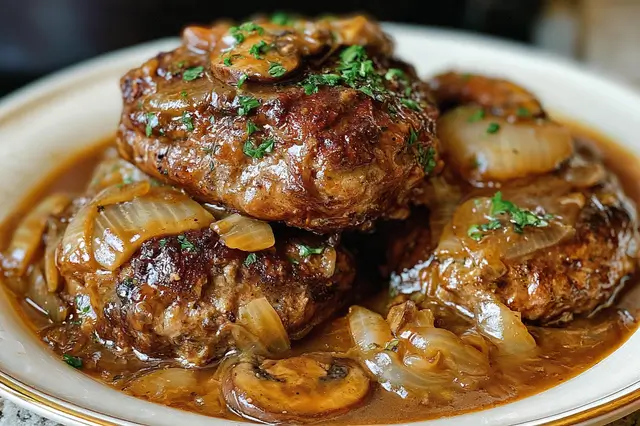 smothered hamburger steak and onions
