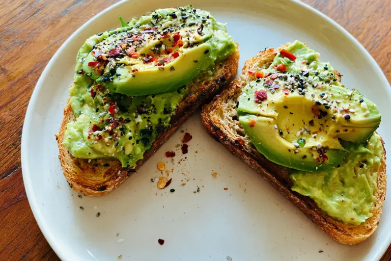 Avocado toast with creamy avocado on whole-grain bread