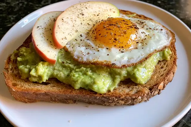 healthy apple egg avocado toast