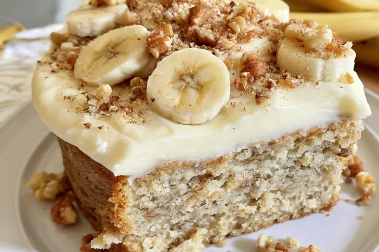 Cream cheese frosted banana cake
