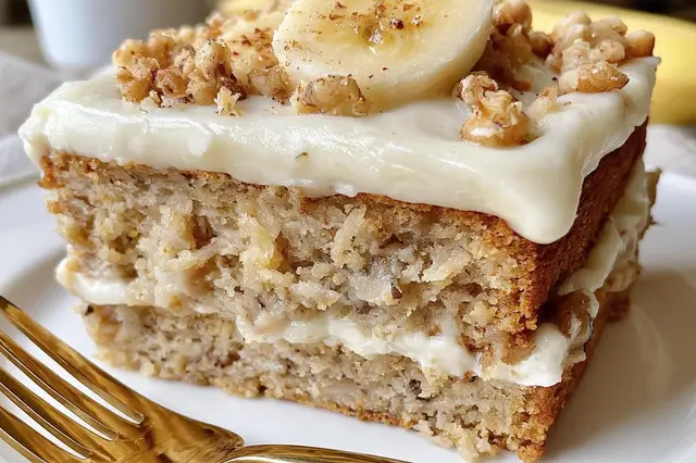 Banana bread cake with cream cheese frosting