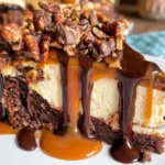Turtle Brownie Cheesecake Recipe: Decadent Layers 5 Turtle brownie cheesecake with caramel and toasted pecans