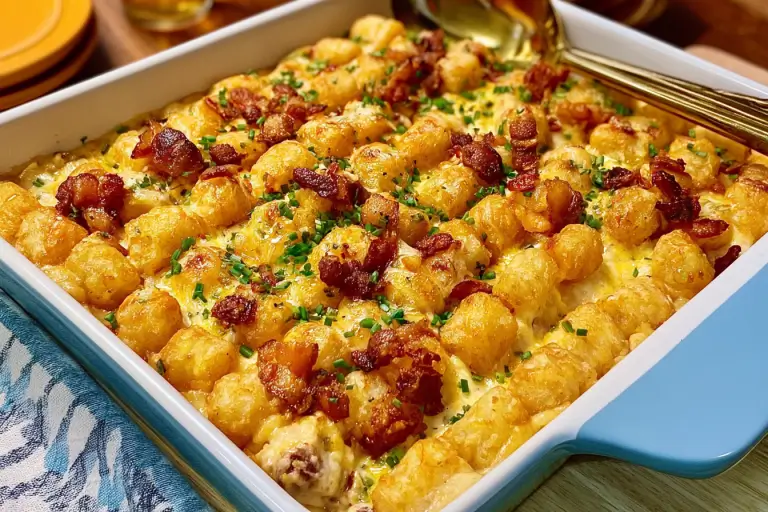 Chicken Tater Tot Casserole - Ultimate Bacon Ranch Recipe 4 cheesy chicken bacon ranch tater tot casserole