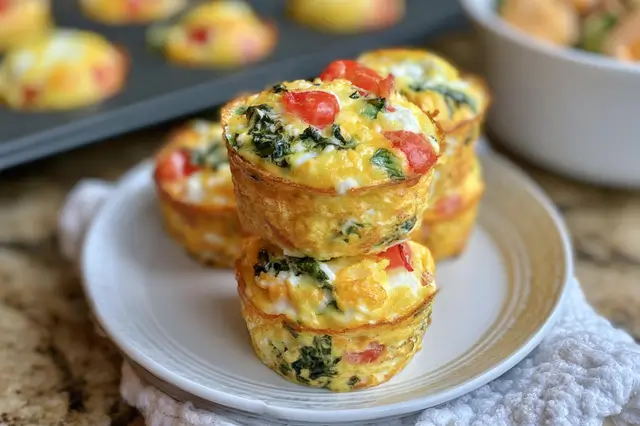 Cottage cheese egg muffins with spinach, peppers, and savory seasonings