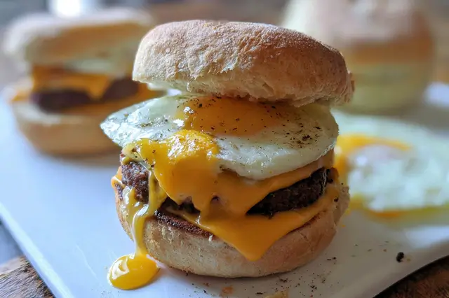 Impossible Breakfast Sandwich with plant-based sausage and egg