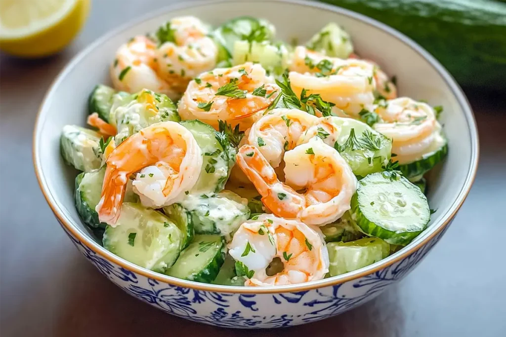 Creamy cucumber shrimp salad