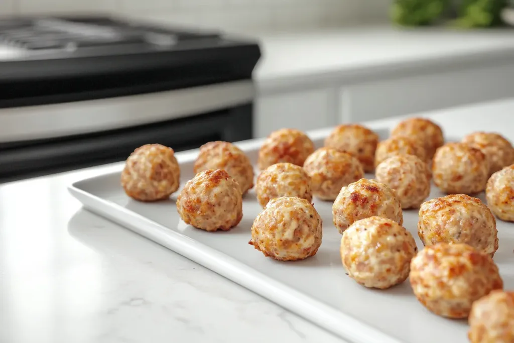 Cream Cheese Sausage Balls on a Platter