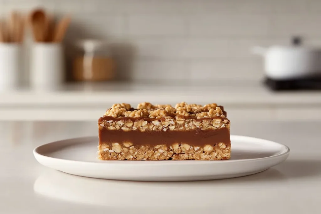 Oatmeal Peanut Butter Bars on a White Plate