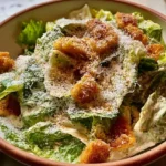 Twists on Caesar Salad: Creative Ways to Elevate the Classic Dish 5 Fresh Caesar salad with crisp romaine lettuce, crunchy croutons, and shredded Parmesan cheese.