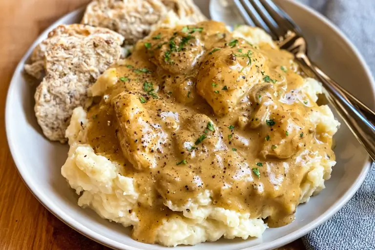 shredded chicken and gravy