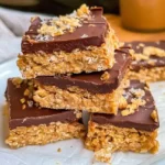 Peanut Butter Oatmeal Bars: Healthy & Delicious Treats 5 Peanut butter oatmeal bars cut into squares and baked golden brown in a baking dish.