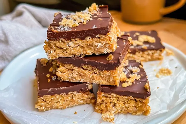 Peanut Butter Oatmeal Bars: Healthy & Delicious Treats 3 Peanut butter oatmeal bars cut into squares and baked golden brown in a baking dish.
