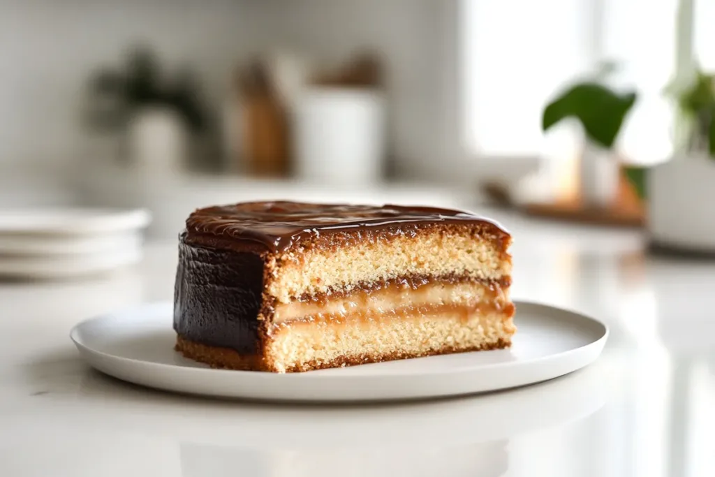 Gooey Coffee Caramel Cake Slice