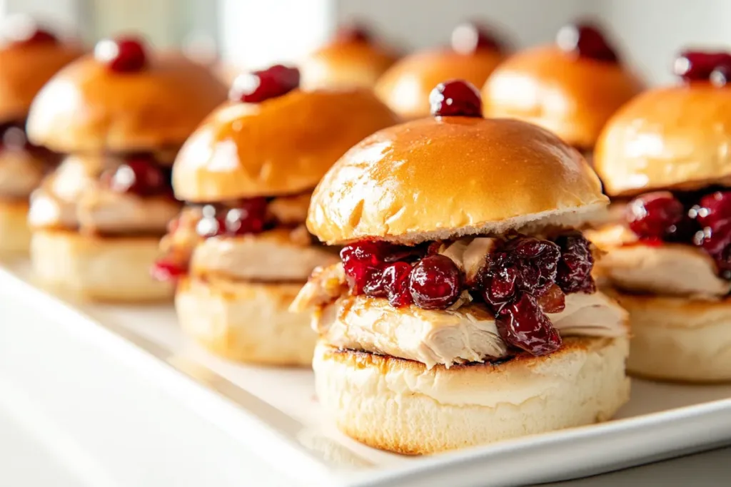 Turkey Cranberry Sliders Plated with Fresh Greens