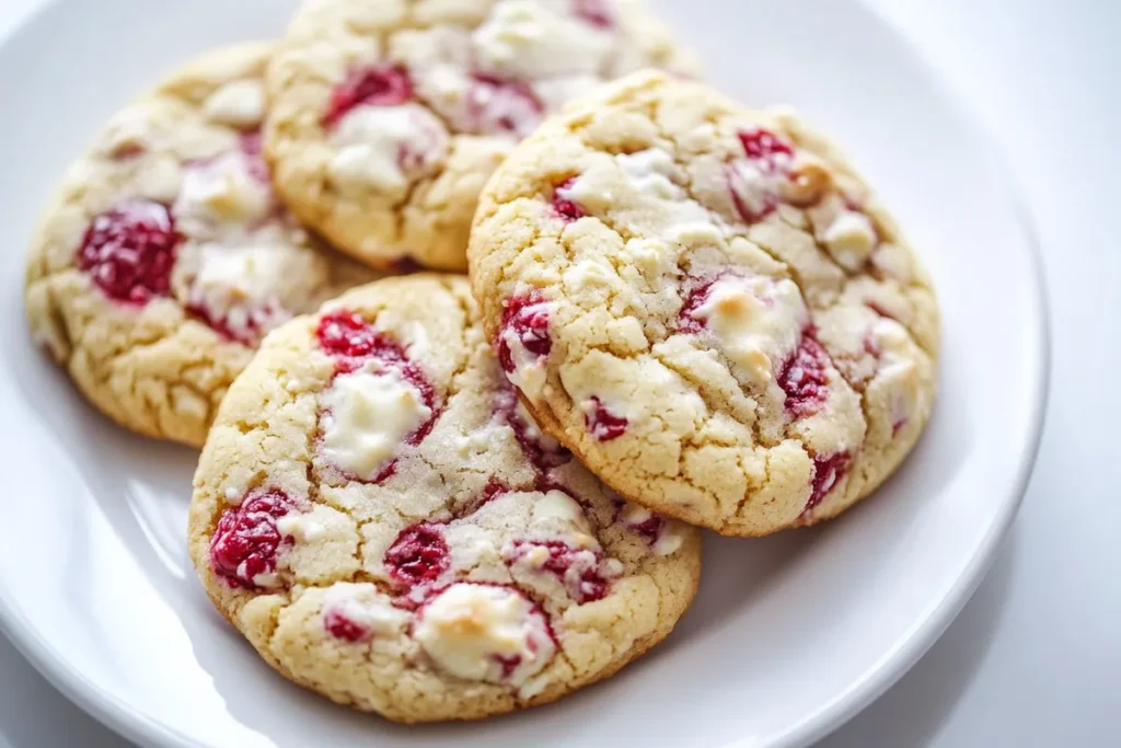 White Chocolate Raspberry Cookies on a Cooling Rack