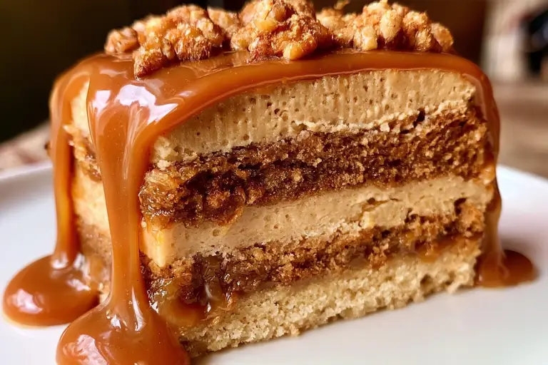 Gooey Coffee Caramel Cake: The Ultimate Indulgent Dessert 3 Gooey coffee caramel cake drenched in warm caramel sauce and topped with whipped cream