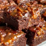 Fudgy chocolate brownie topped with a golden caramelized pecan pie layer.