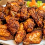 Dry Rub Chicken Wings - Don't Lose This! Perfect Recipe 5 Crispy baked chicken wings evenly coated in a flavorful red spice dry rub.