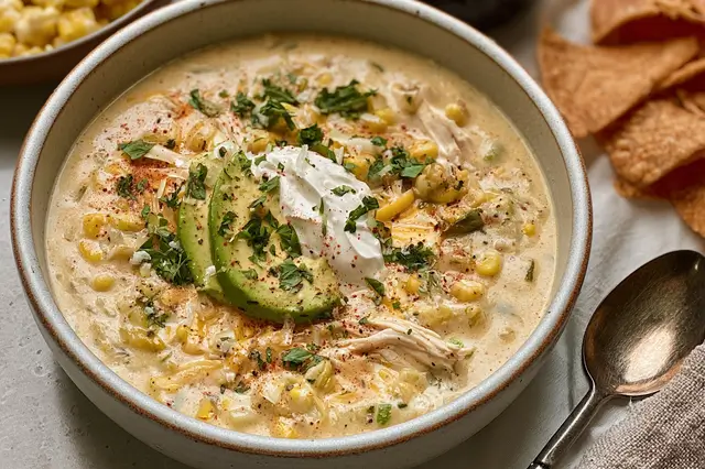 creamy mexican street corn chicken soup