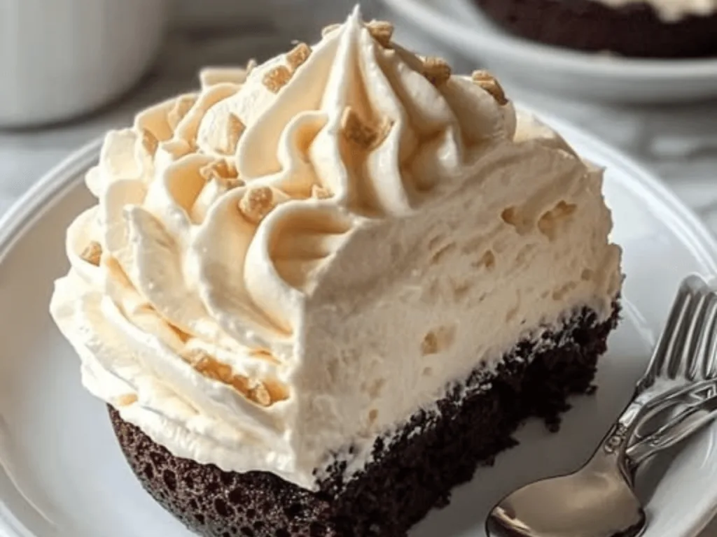 Whipped Delight Vanilla Pudding Frosting on Chocolate Cake