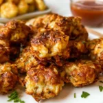 Golden crispy hashbrown and sausage bites made with cheddar cheese and cream cheese.