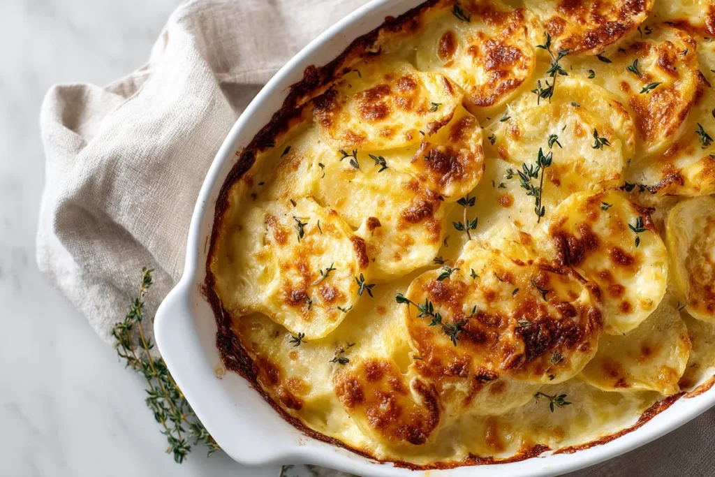 Creamy Best Scalloped Potatoes in a Baking Dish