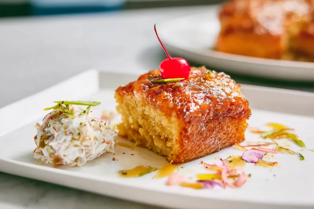 Delicious Crushed Pineapple Upside Down Cake Slice