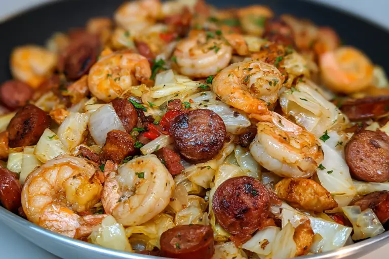 low carb cabbage and shrimp dinner