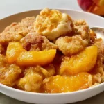 How to Make Peach Cobbler and Delicious Peach-Based Desserts: Easy Recipes & Variations 5 Warm homemade peach cobbler topped with golden baked batter in a dish.