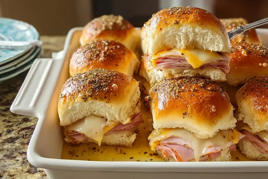 Baked Ham and Cheese Sliders: A Winning Comfort Dish! 3 Savor the flavor with these irresistible Baked Ham and Cheese Sliders, perfect for any occasion!