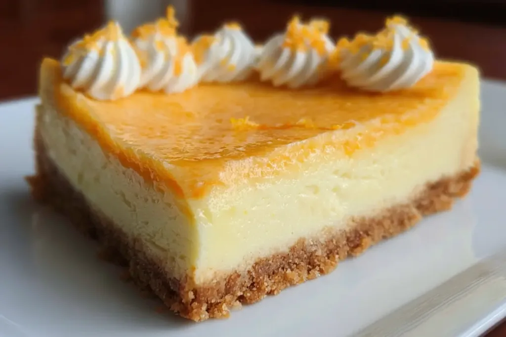 Creamsicle Cheesecake Bars on a Serving Plate