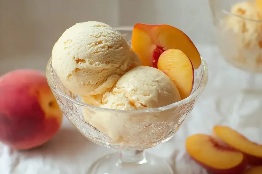 Creamy Best Peach Ice Cream in a Bowl