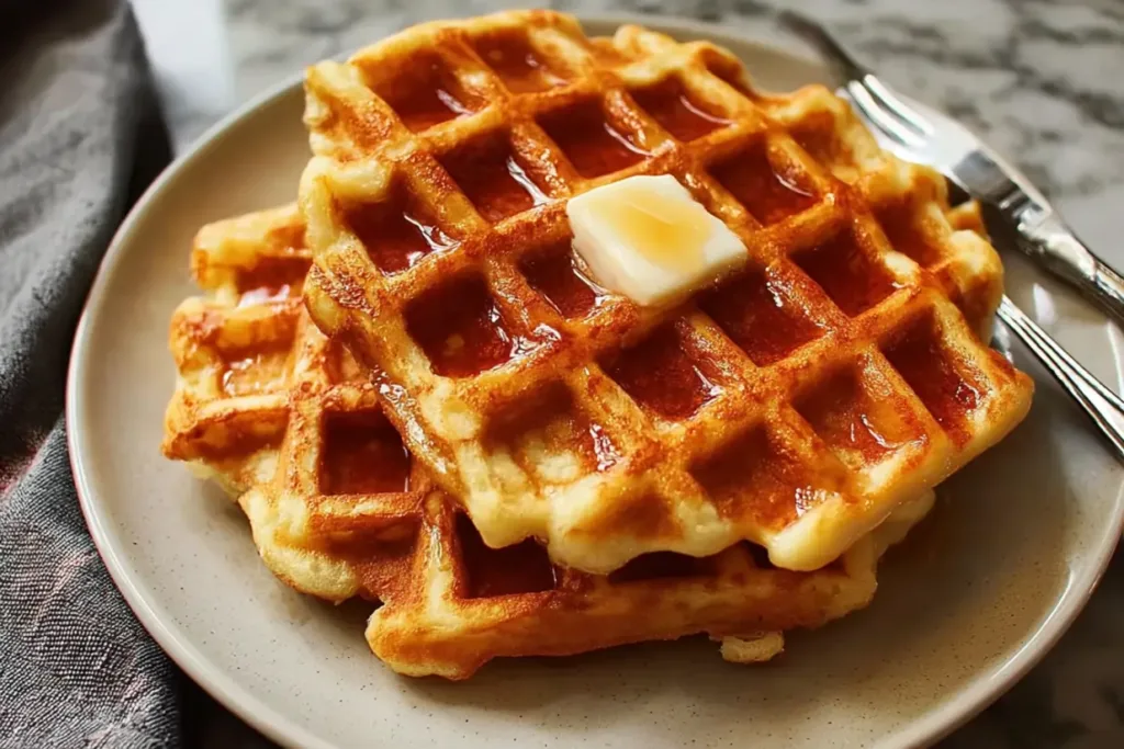 Fluffy Waffles: The Best Recipe for Perfect Mornings 4 Fluffy Waffles on a Plate with Berries