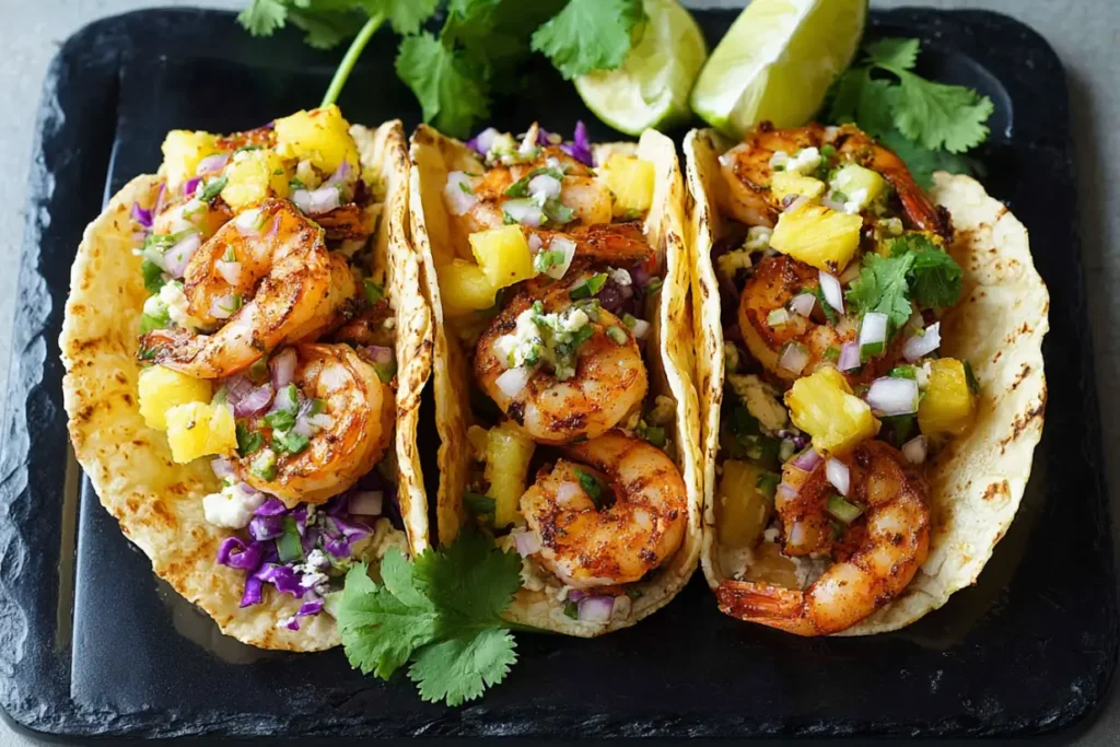 Grilled Shrimp and Pineapple Tacos: A Tropical Delight! 4 Grilled Shrimp and Pineapple Tacos