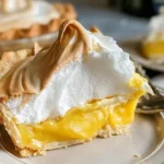 Classic Lemon Meringue Pie with a Flaky Homemade Crust: Delightful Treat 5 Golden baked classic lemon meringue pie featuring tart lemon filling and a fluffy meringue.