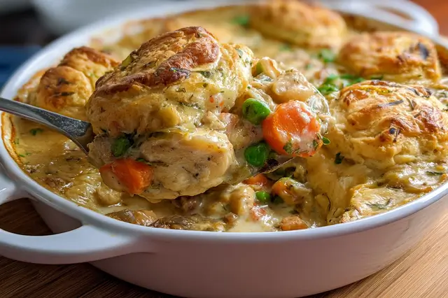savory chicken and biscuit bake