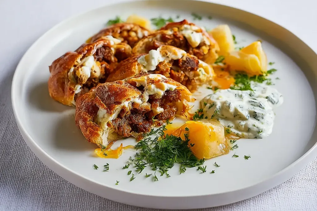 Grilled Arayes With Creamy Cucumber Salad on a Plate