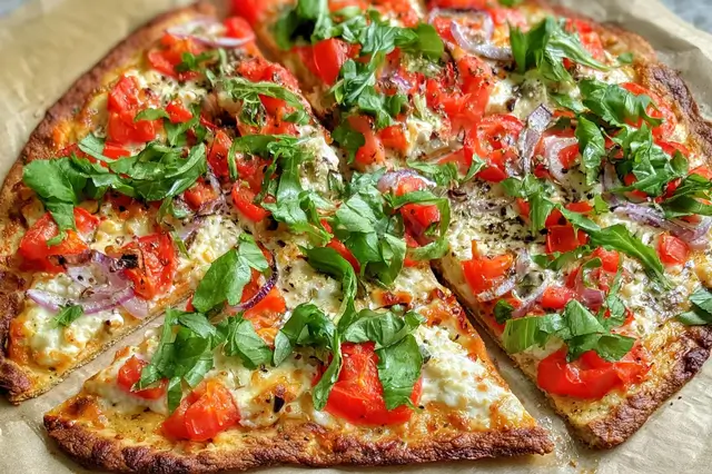 Skillet-cooked cottage cheese flatbread sprinkled with dried oregano and herbs.