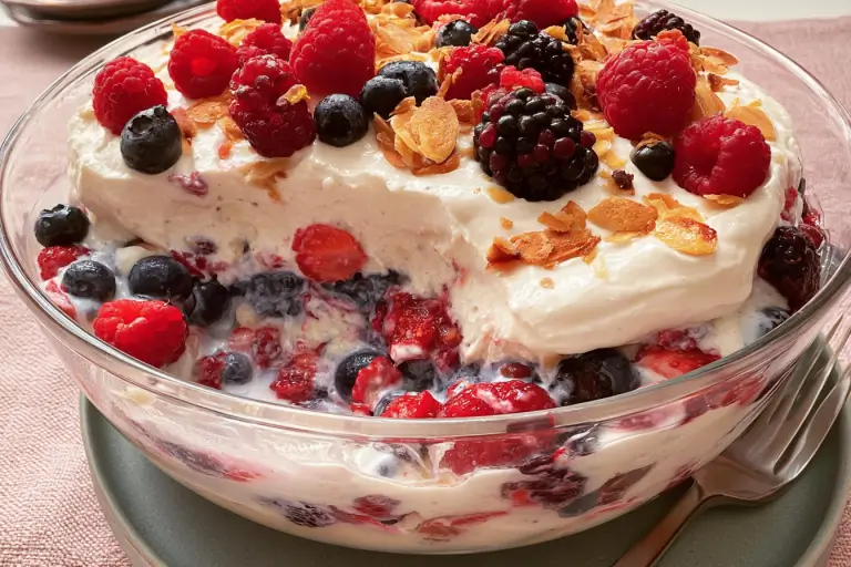 Lush Vanilla Berry Pudding: A Blissful Dessert Treat 4 vanilla custard and berries