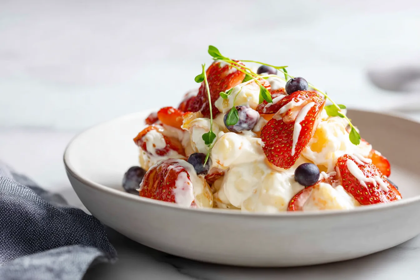 RED WHITE AND BLUE CHEESECAKE SALAD