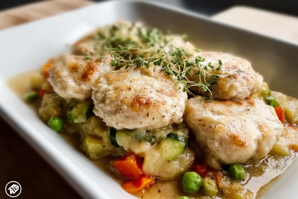Savory Chicken and Biscuit Casserole Freshly Baked